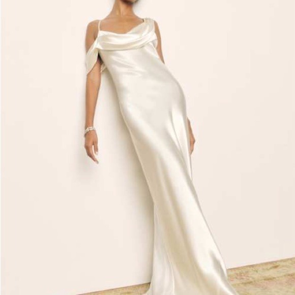 Reformation Ronda Silk Dress Wedding Ivory - Picture 8 of 12